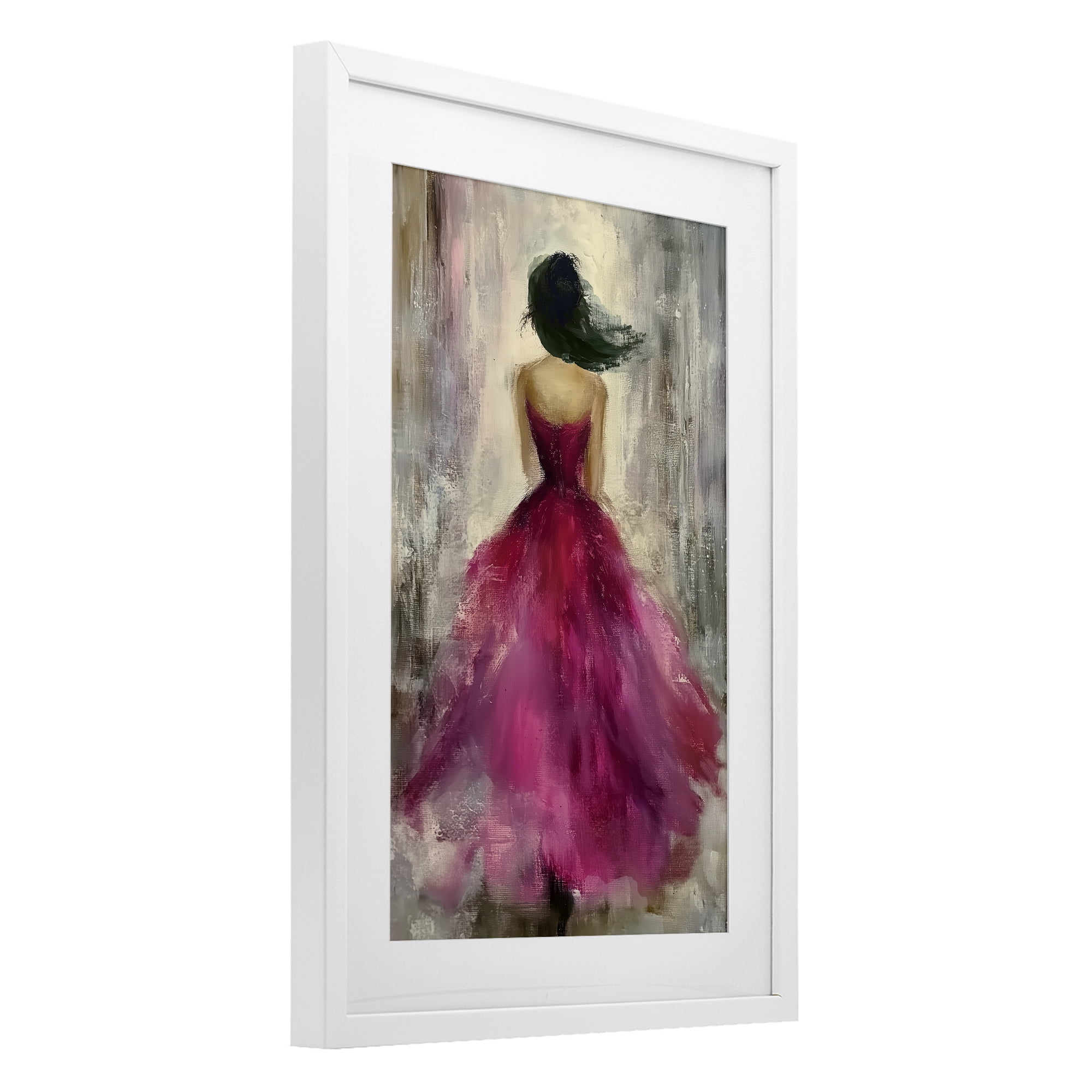 After Midnight Girl in Gown White Framed Print Under Glass, design by Annabelle Hall