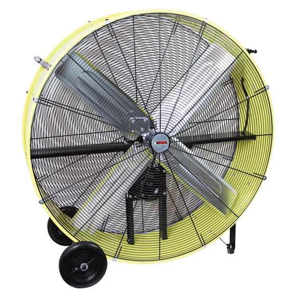 K Tool International 77743 42" Belt Drive Yellow 2-Speed Drum Fan with 8" Wheels