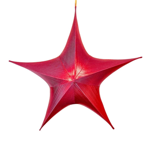 Novelty Lights Ornamental 32" Fold‑Flat Red Metallic Mesh 3D Folding Star, Lightweight, Ready‑to‑Hang, Flame‑Resistant, Bold Look, Easy Storing