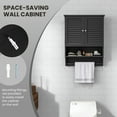 thumbnail image 6 of Resenkos 2-Doors Bathroom Wall-Mounted Medicine Cabinet with Towel Bar-Black, Wall Cabinet for Bathroom Laundry Room Kitchen, 6 of 7
