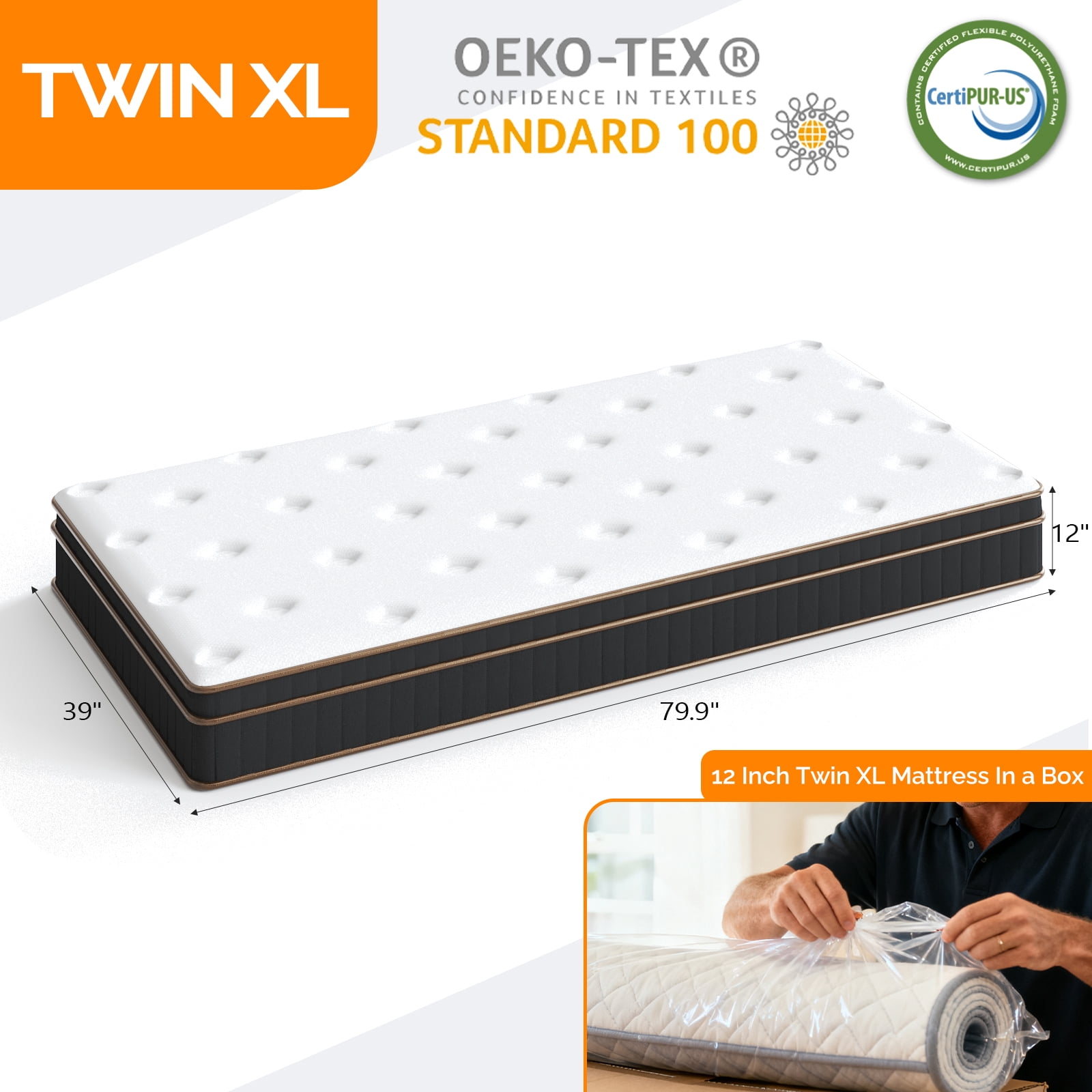 Ktaxon 12" Full Size Mattress with Gel Memory Foam, Spring Hybrid Mattress in a Box, Adult