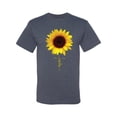 thumbnail image 2 of Sunflower Christian Faith Cross Inspirational/Christian Men's Graphic T-Shirt, Vintage Heather Blue, 4XL, 2 of 3