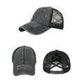 thumbnail image 3 of Fgnfyis Distressed Baseball Cap Unstructured Adjustable Snapback Washed Denim Ponytail Hat with Breathable Mesh Black One Size, 3 of 4