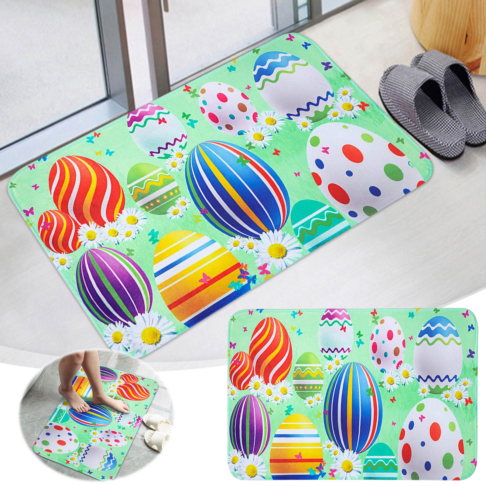 ON SALE!Loyerfyivos Easter Door Mat 24 X 16 Inch Happy Easter Bunny Egg