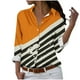thumbnail image 1 of Camisas de Mujer Casual, Manga Larga Serie Naranja Impresa Botón de Solapa Hasta Blusa de Ajuste Regular Hecha de Poliéster para Todas las Estaciones, Botón de la Camisa de las Mujeres, 1 of 4