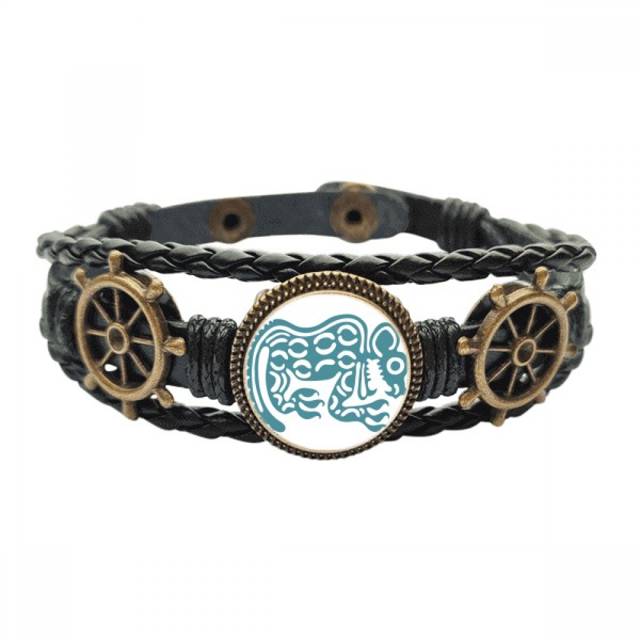 méxico totems animales mexicanos civilización Pulsera marina tejida en cuero