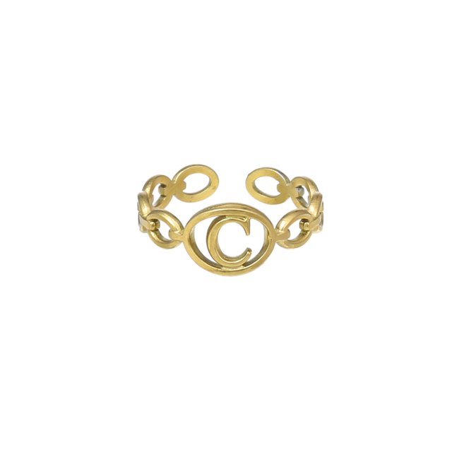 Anillo de 26 letras chapado en oro de acero de titanio Anillo de dedo índice de apertura en inglés Anillo hueco Wmkox8yi sjalhkljlk1966