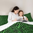 thumbnail image 5 of jejeloiu Abstract Zebra Print Twin Comforter Sets,Green Stripes Lines Bedding Set For Girls Boys Reversible 2pcs, 5 of 8