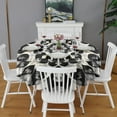 thumbnail image 2 of Black White Tie Dye Mandala Pattern Round Tablecloth 60"x60",Wrinkle Wipeable Table Cloth for Kitchen Dining Room Picnic Patio Party, 2 of 6