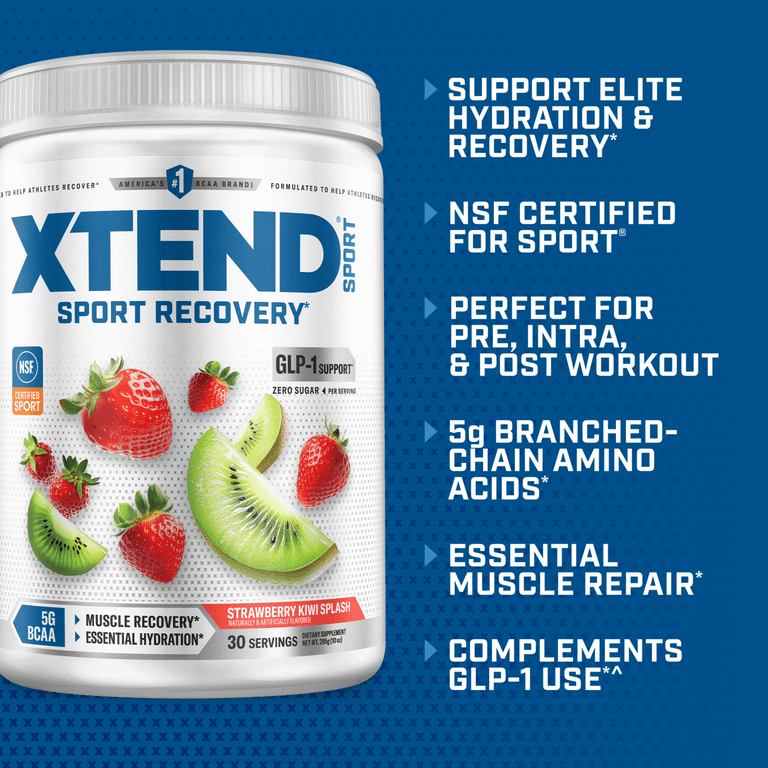 Xtend Sport BCAA Powder Strawberry Kiwi Splash Flavor 30 Servings
