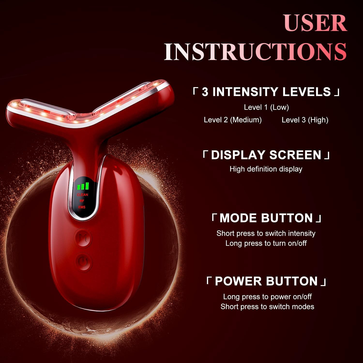 Facial Massager Red-Light-Therapy-for-Face, Neck Skin- Face WanFacial Massager Red-Light-Therapy-for-Face