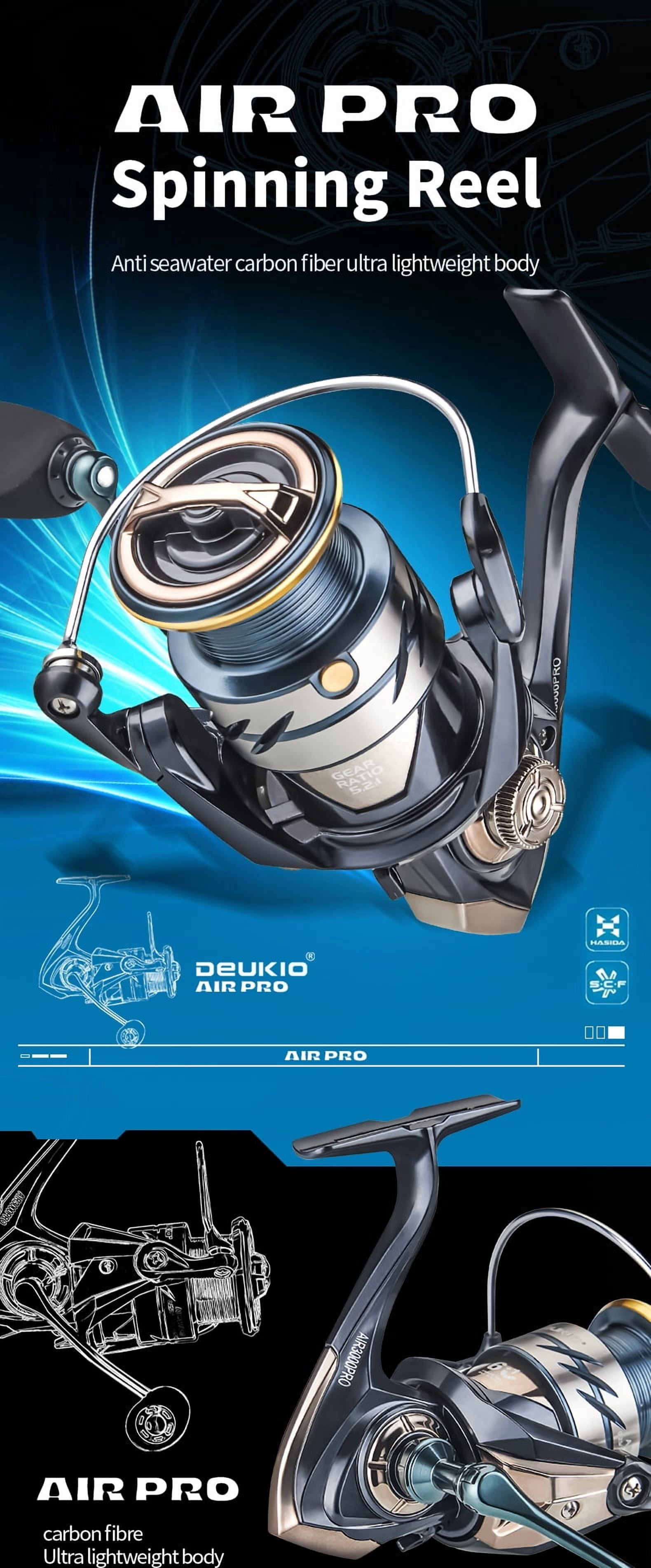DEUKIO 2024 New Fishing Reel 5.2:1 MAX Drag Power 18lbs Aluminum Spool Fish Alarm Spinning Reel for Saltwater Freshwater