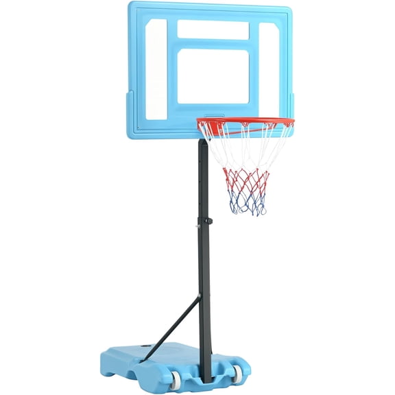 HYJY Poolside Basketball Hoop Stand, 36.5"-48.5" Height Adjustable Portable Hoop System w/Clear Backboard & Fillable Base for Whole Family (Multi)