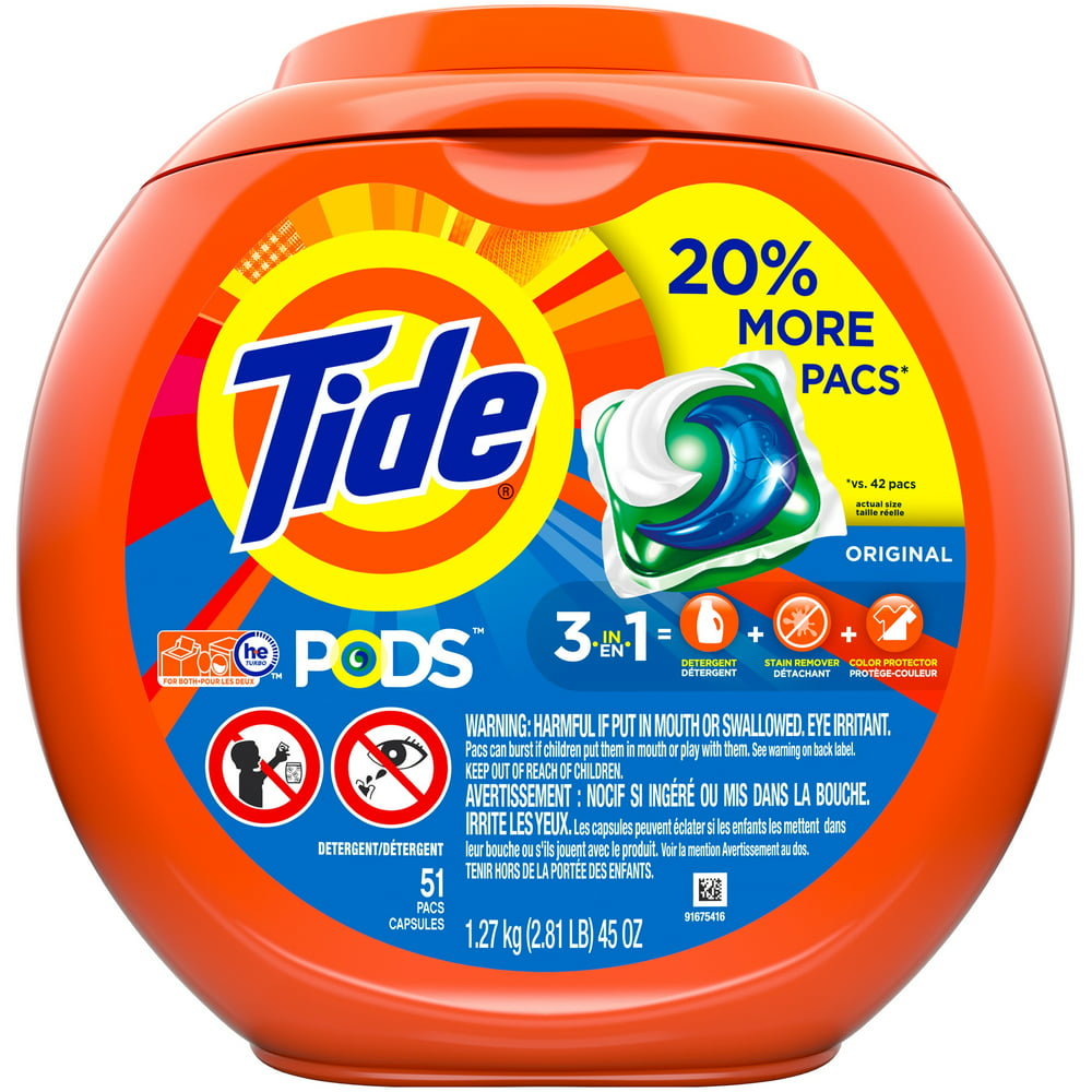 Tide PODS Liquid Detergent Pacs, Original, 51 Loads