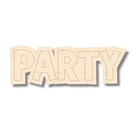 Unfinished Wood Etched Party Shape | Paint By Line Crafts 24" / 1/4"