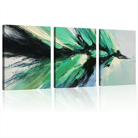 Canvas Wall Art Decor Modern Green Abstract Wall Art Prints Wall Art for Living Room Black and White Wall Art Pictures Canvas Art Wall Decor Large Artwork for Walls Bedroom Office Wall Decor12x16x3pcs