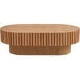 thumbnail image 6 of Oval Wood Coffee Table, 43.7" Modern Coffee Table for Living Room, Wooden Coffee Tables, Contemporary Fluted Coffee Table for Apartment, Small Spaces, Easy Assembly, Natural, 6 of 6