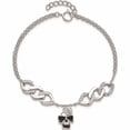 thumbnail image 3 of Sterling Silver Rh Cz Enamel Skull With Flower 6.5In 1In Ext Bracelet Made In Thailand -Jewelry By Sweet Pea, 3 of 6