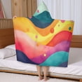 thumbnail image 5 of Colorful Tie Dye Mountain Pattern Hooded Bath Towel，50"x30" for Ages 3 To 12 Kids, Quick Dry Lightweight Soft Microfiber Hood Beach Towel Cover Up for Kids, 5 of 7