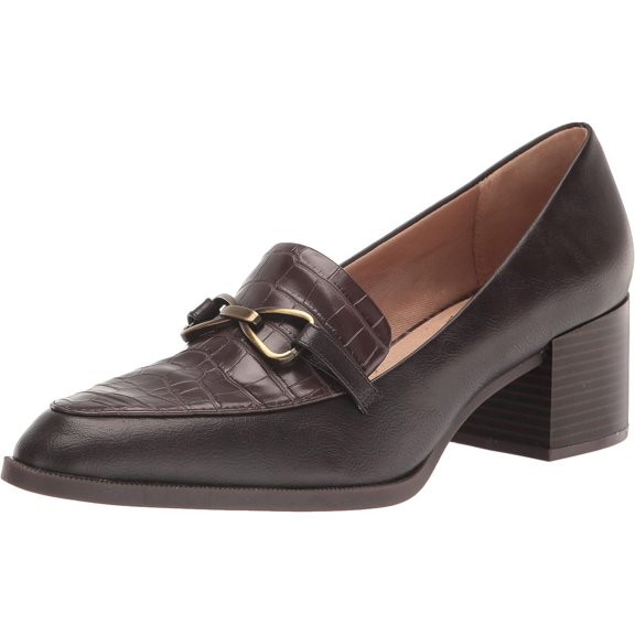 LifeStride Womens Devyn 2 Block Heel Loafer Dark Chocolate 7.5W
