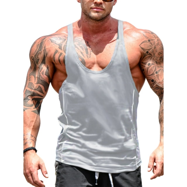 FAROOT Men's Workout Tank Tops Contrast Color Muscle Shirt Training Bodybuilding Fitness Gym Tops