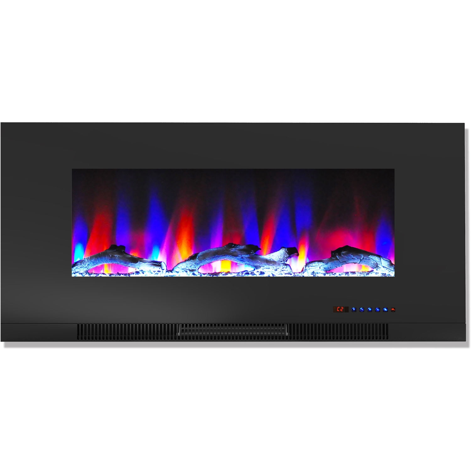 Hanover 42-in. Black Indoor Wall Mount Electric Fireplace with Multicolor Flames