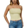 thumbnail image 2 of adviicd Womens Tube Tops Strapless Crop Tops Basic Backless Sleeveless Bandeau Going Out Cute 2025 Summer Outfits (Light Yellow,XS), 2 of 6