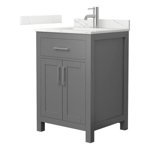 Beckett 24" Dark Gray Single Vanity & Giotto Quartz Top (1-Hole) & Nickel Trim