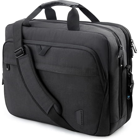 18 Inch Laptop Bag, Expandable Briefcase, Computer Bag Men Women, Laptop Shoulder Bag, Work Bag Business Travel Office - Black