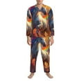 thumbnail image 3 of Balery Rainbow Sunset Cloud White Horse Pijama para Hombre de Dos Piezas con Manga Larga, Conjunto de Dormir y Descanso Suave con Bolsillos-Large, 3 of 7