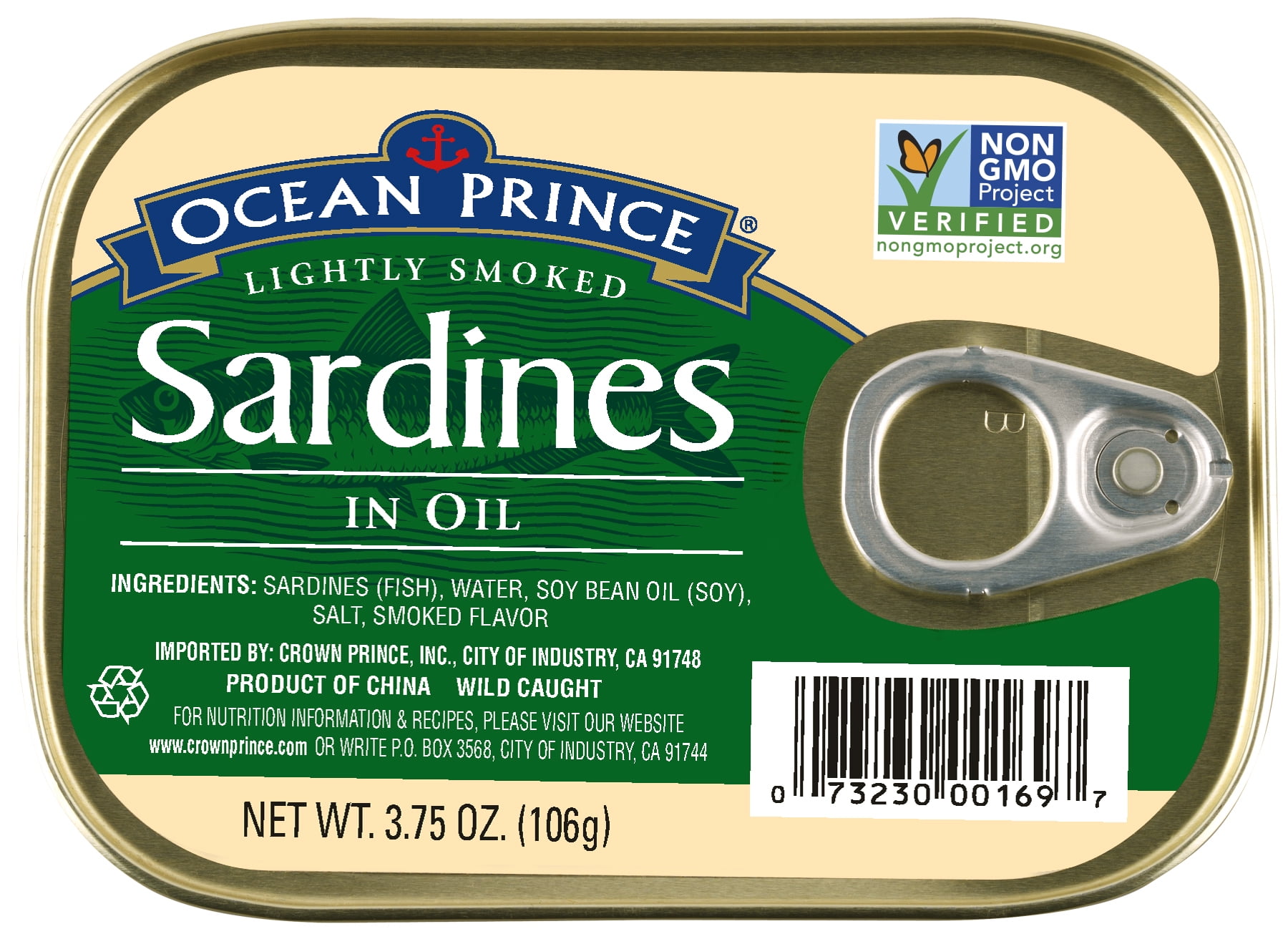 Ocean Prince Lightly Smoked Sardines in Oil, 3.75 oz