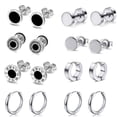thumbnail image 4 of Juego de pendientes de acero inoxidable Juego de pendientes negros para hombre Juego de moda múltiple, 4 of 6