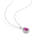 thumbnail image 3 of Everly Women's Created Ruby and Created White Sapphire Teardrop Halo Pendant with Chain, 3 of 9