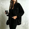 thumbnail image 6 of Domzest Womens Corduroy Shirt Jacket Button Down Frayed Hem Lapel Shirt Jackets 2026 Fall Casual Oversized Outerwear with Chest Pocket Black S, 6 of 6