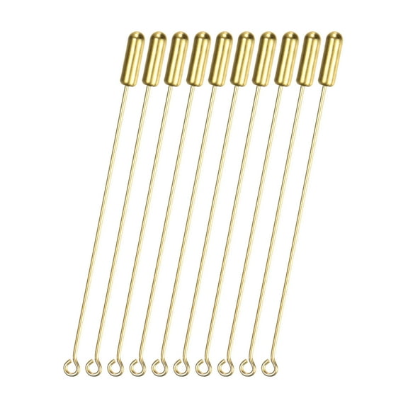 10-Pack Brooch Stick Pins, 2.8 Inch Copper Long Needle Eye Pin with Stopper Ends for DIY Clothing/Accessories/Suit tie/hat/Scarf/Jewelry, Straight Flat Head Pins [Gold]