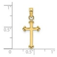 thumbnail image 2 of 14k Gold Stick Religious Faith Cross With 3 Ball Tips High Polish 15.75mm long Pendant Necklace for Women, 2 of 2