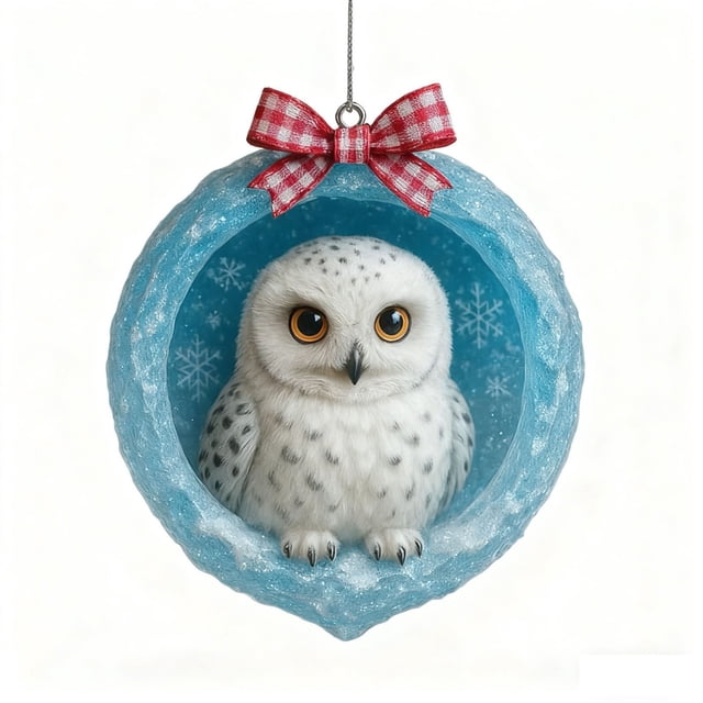 CaiYueKe Arctic Animals Christmas Ornaments Set, Glittering Snowflake Winter Decor, Hanging Tree Decorations for Holiday, Festive Collectible Figurines, Wildlife Theme Home Decor Gift