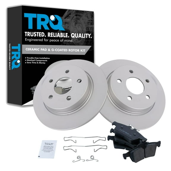 TRQ Rear Brake Pad & Rotor Kit Brake Pads Brake Rotor Ceramic Premium G-Coated Fits Select 2012-2018 Ford Focus