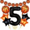 thumbnail image 1 of Globos con números de baloncesto para decoración de fiesta de quinto cumpleaños, 1 of 6