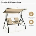thumbnail image 2 of Gymax Balançoire de Porche pour 2 Personnes, Chaise Balançoire à Auvent Réglable avec Table en Verre Trempé, 2 of 6