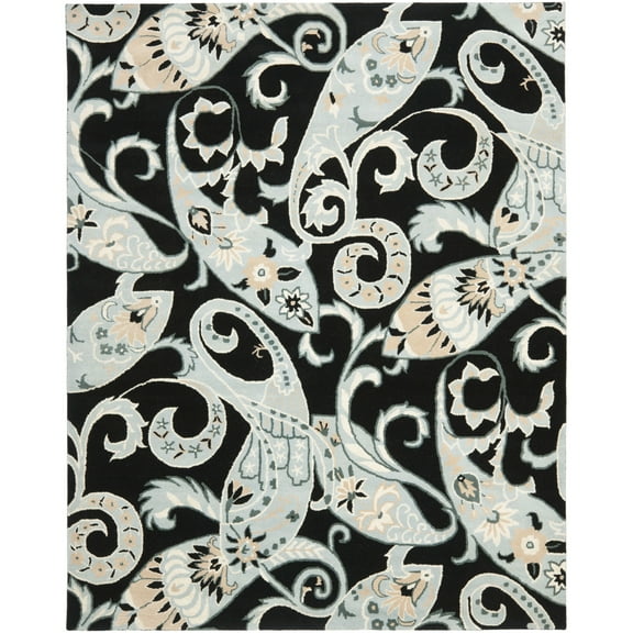 SAFAVIEH Wyndham Dulcibella Floral Wool Area Rug, Black/Multi, 8' x 10'