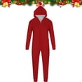 thumbnail image 2 of QIUOMBBP Couple Matching Holiday Onesie Pajamas Christmas Long Sleeve Hooded One Piece Jumpsuits Sleepwear, Red, M, 2 of 6