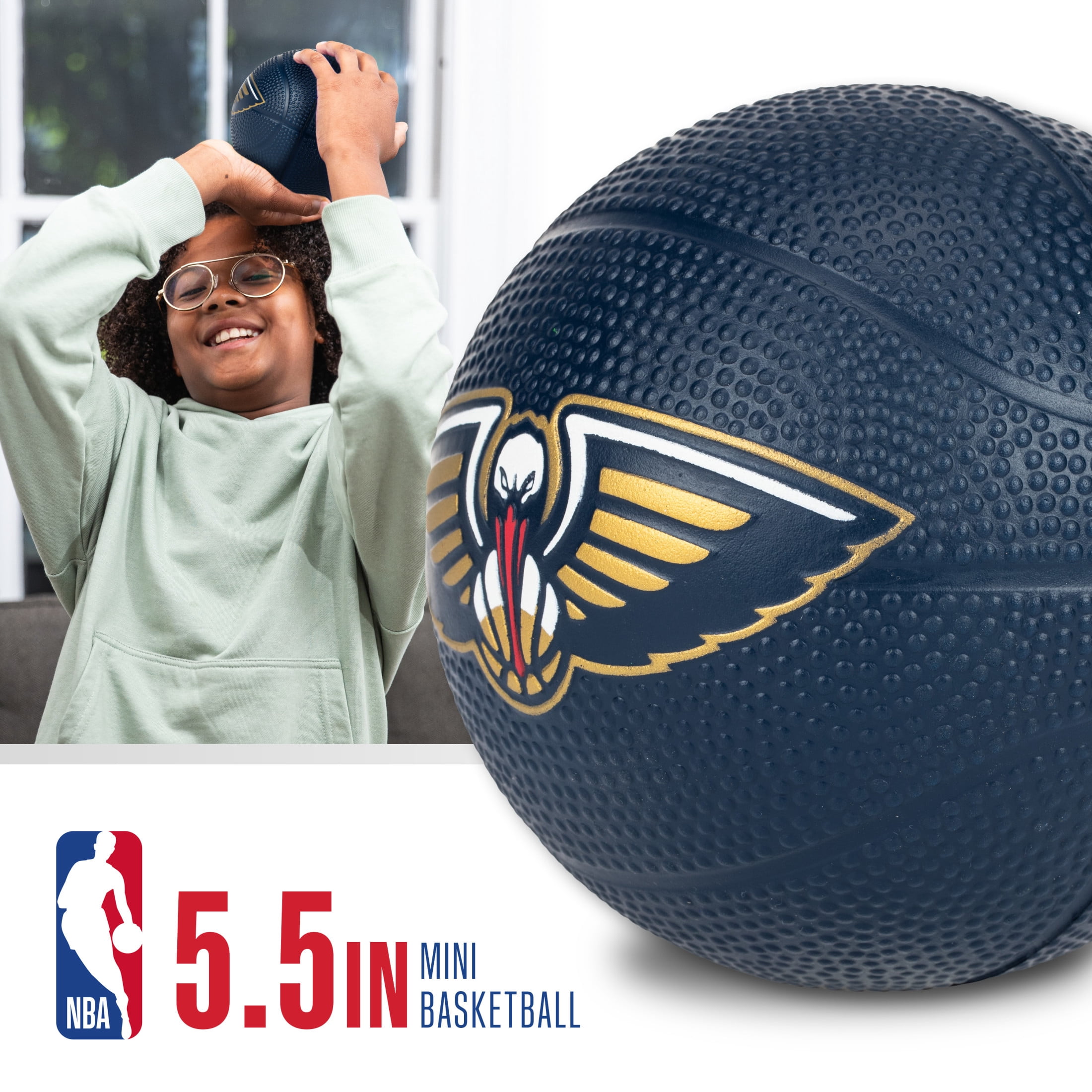 Franklin Sports NBA New Orleans Pelicans Mini Foam Basketball - Kids 5.5" Inch Toy Basketball for Over the Door + Mini Indoor Basketball Hoops - NBA Fan Shop Soft Foam Indoor Kids Basketballs