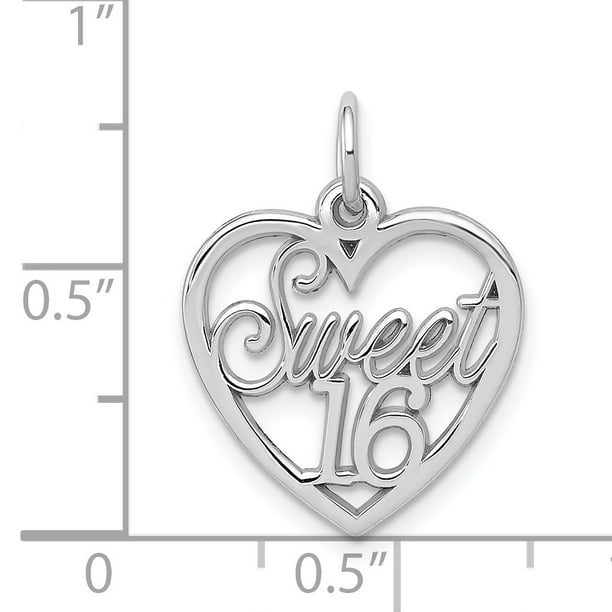 14k White Gold Sweet 16 Heart Necklace Pendant Charm Special
