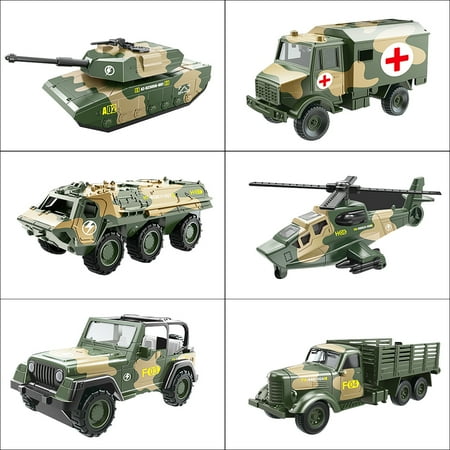 Tank Car - Kids Model Car Toy, Miltary Sliding Tank, Fighter Helicopter, Die Cast Alloy Metal