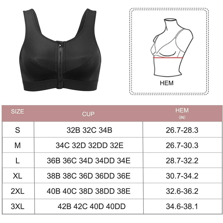 Gotoly Women's Front Closure Sports Bra Wirefree Padded Support Longline  Workout Tank Top Bra(Black 3X-Large-4X-Large) 