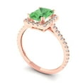 thumbnail image 2 of 1.86 ct Emerald Cut Simulated Green Diamond Solitaire with Accents Engagement Ring for Women in 18K Rose Gold, 2 of 5