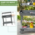 thumbnail image 5 of Outsunny 36'' Wooden Potting Bench Work Table with 2 Removable Wheels, Sink, Drawer & Large Storage Spaces, Gray, 5 of 9