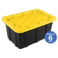 thumbnail image 1 of Sterilite 64L Industrial Tote, Black/Yellow, 6 Pk, 1 of 7