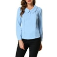 thumbnail image 1 of INSPIRAR CHIC Blusa de Manga Larga con Cuello Peter Pan y Botones Decorativos en la Espalda XL Azul Claro, 1 of 8